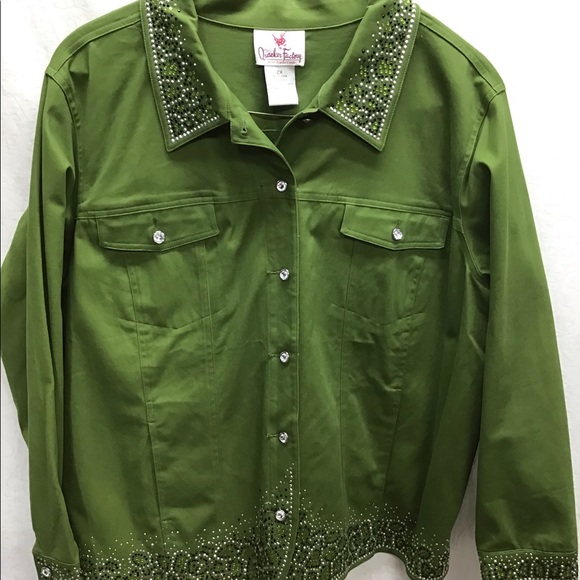 Quacker Factory Jackets & Coats Quacker Factory Studded Green